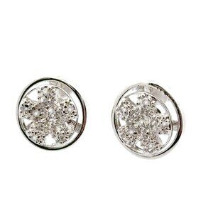Sterling Silver White CZ Stones  Round Stud Women's Earrings